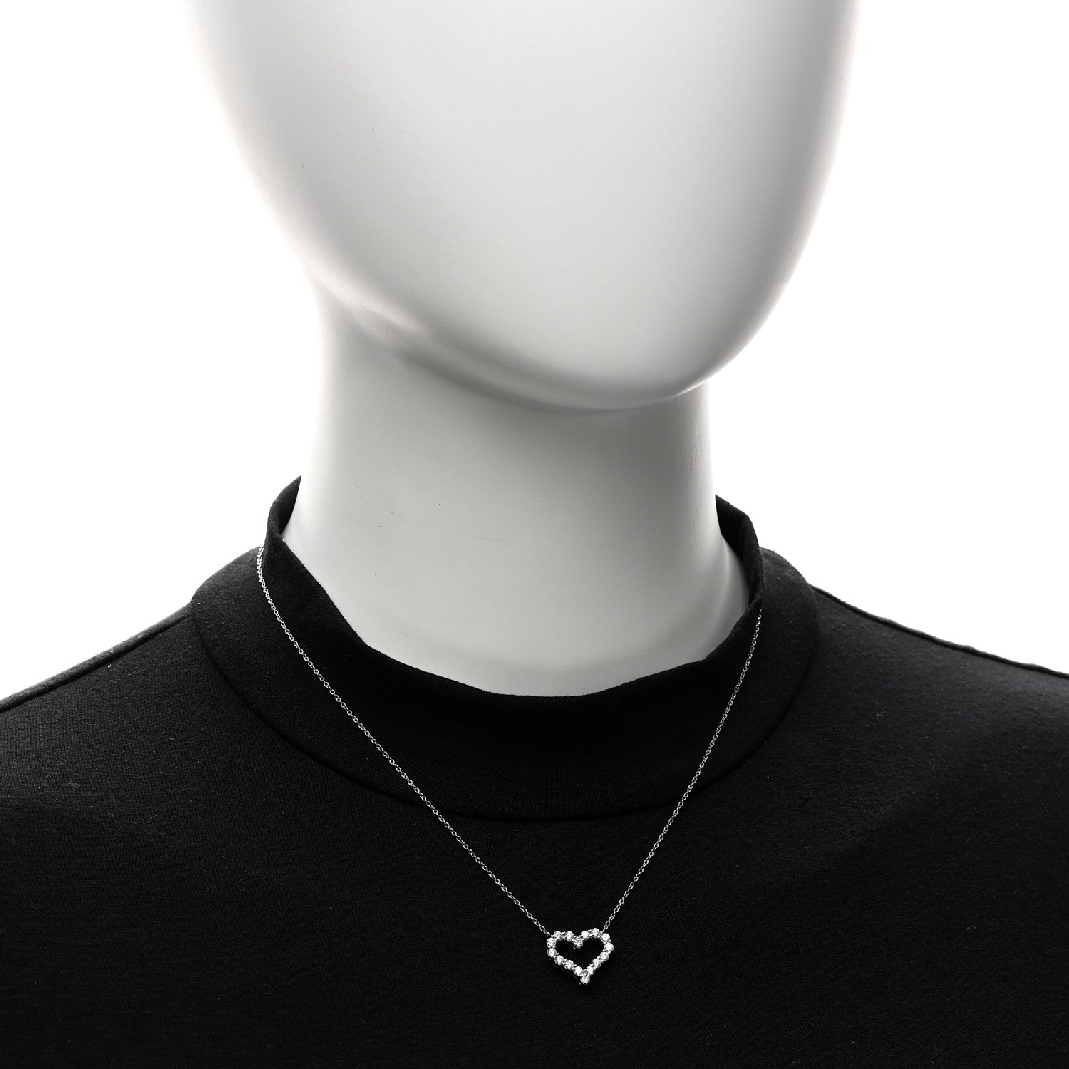 Tiffany Platinum Diamond Small Heart Pendant Necklace 2 of 5