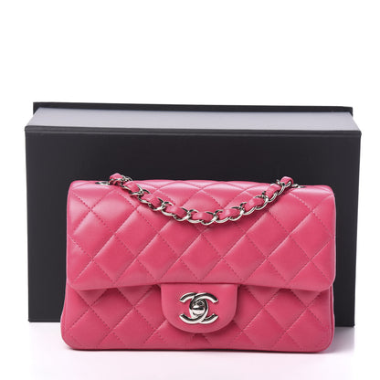 Chanel Lambskin Quilted Mini Rectangular Flap Dark Pink 9 of 9