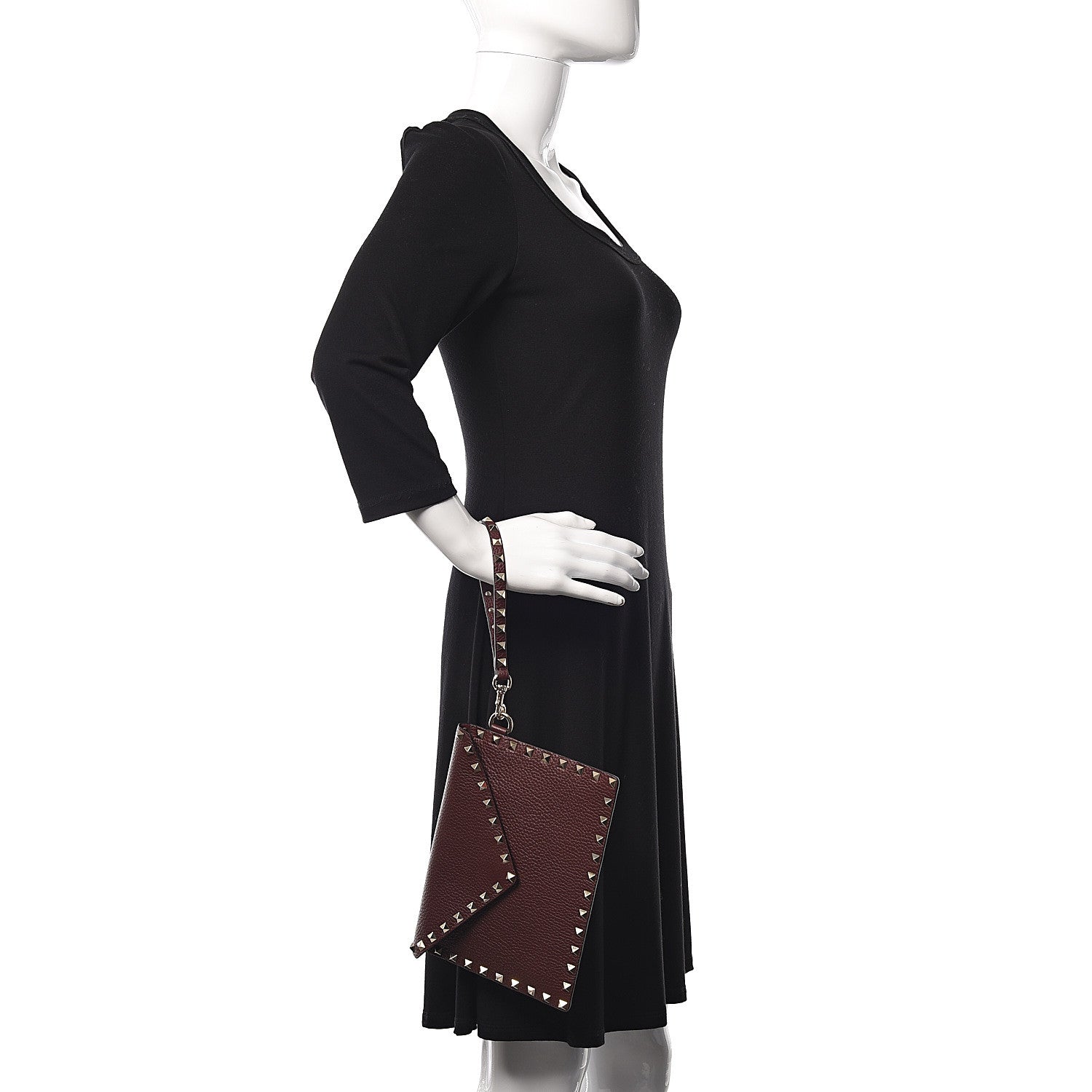 Valentino Garavani Pebbled Calfskin Medium Rockstud Envelope Flat Wristlet Pouch Rubin 2 of 9