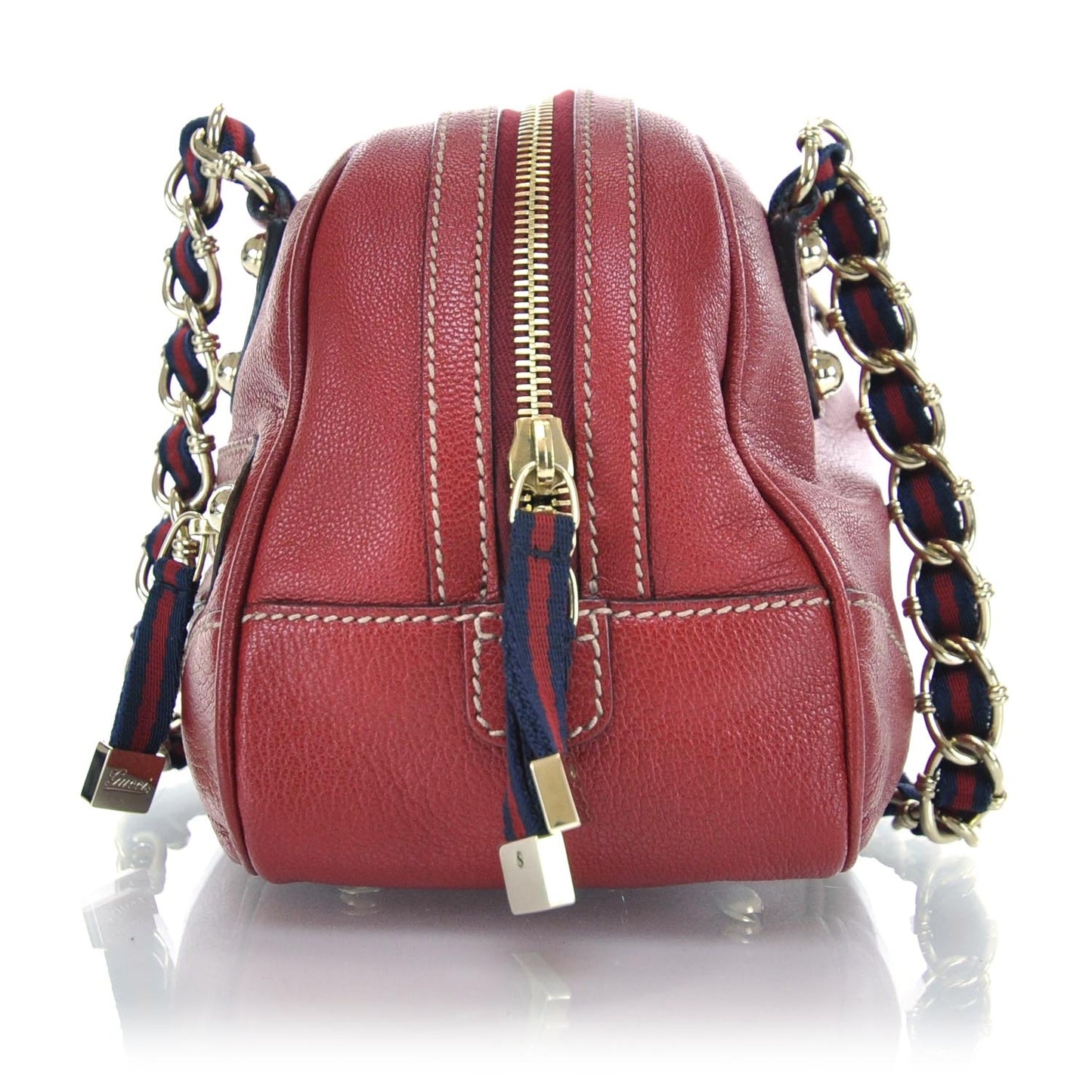 Leather Capri Small Bowler Red