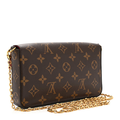 Louis Vuitton Monogram Pochette Felicie Chain Wallet Fuchsia 4 of 10