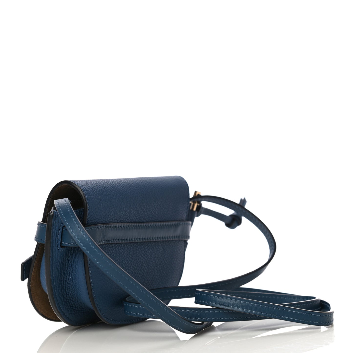 Grained Calfskin Mini Gate Crossbody Bag Steel Blue
