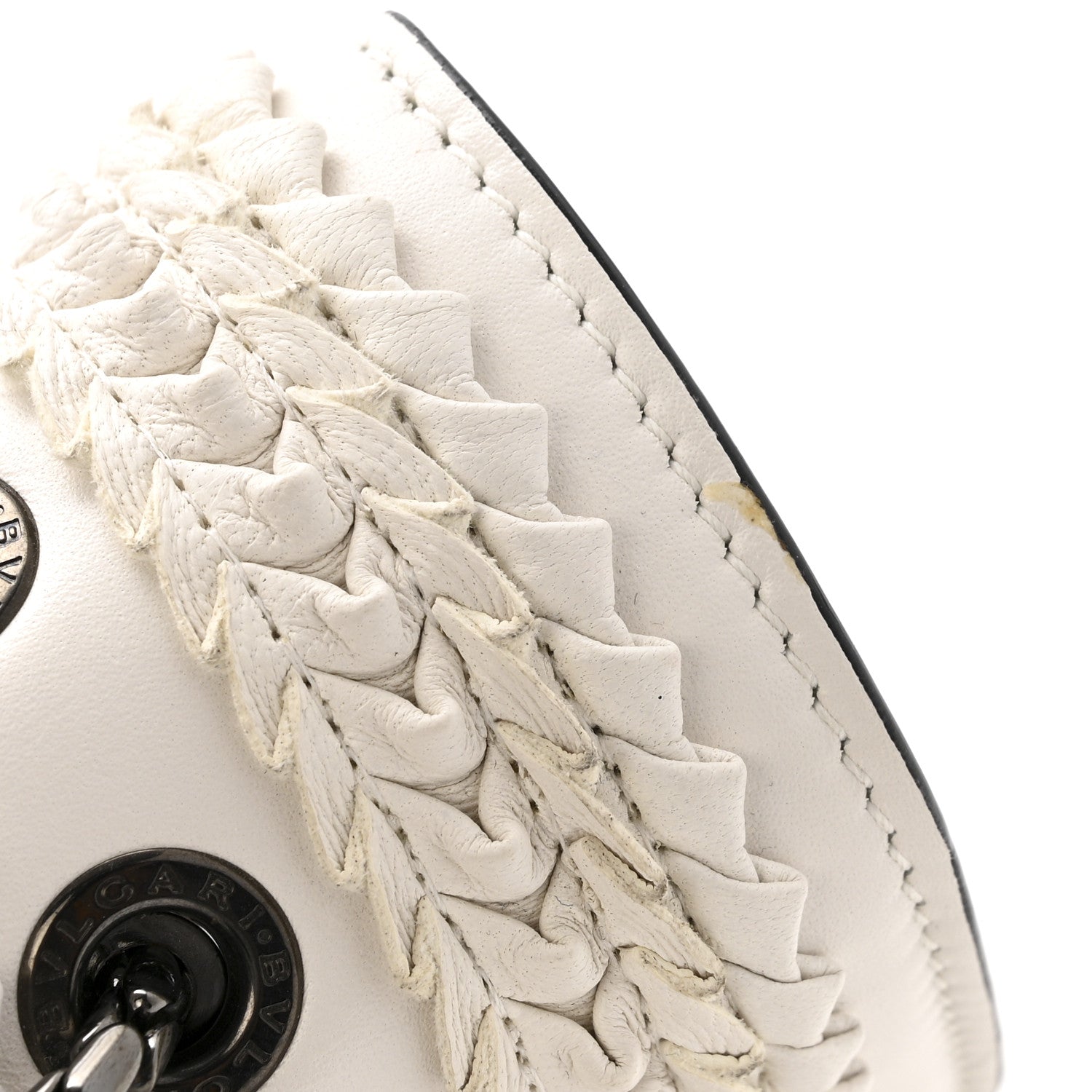 Bulgari Calfskin Woven Chain Serpenti Forever Crossbody Bag White 11 of 15