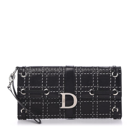 Christian Dior Lambskin Perforated Stitched Clutch Wallet Black 1 of 9