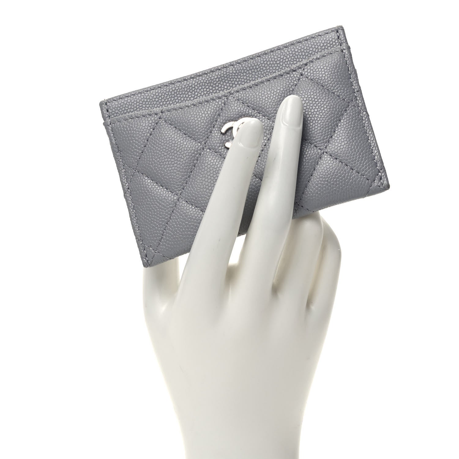 Chanel Caviar Quilted Card Holder Grey 2 of 8