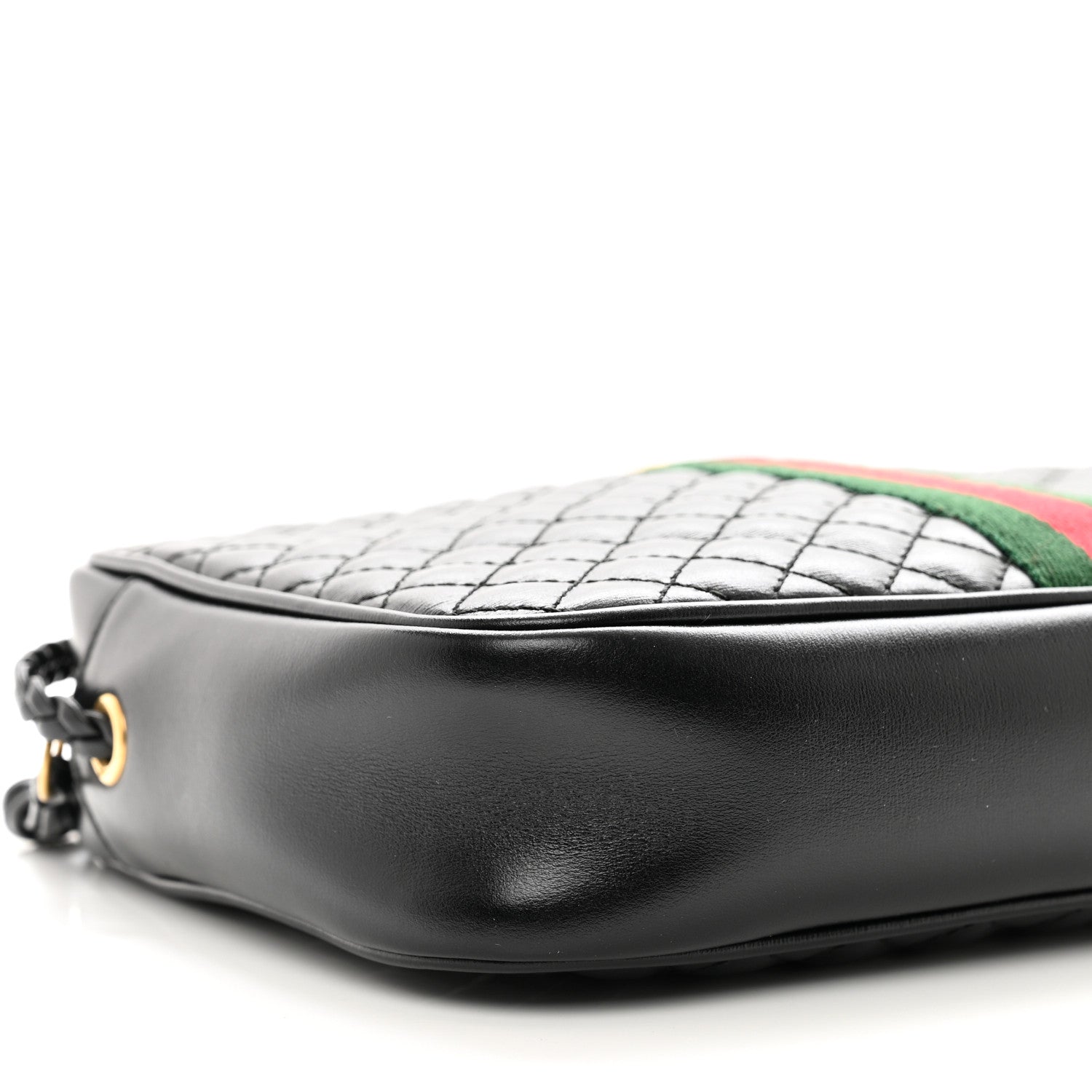 Gucci Calfskin Web Trapuntata Small GG Shoulder Bag Black 9 of 10