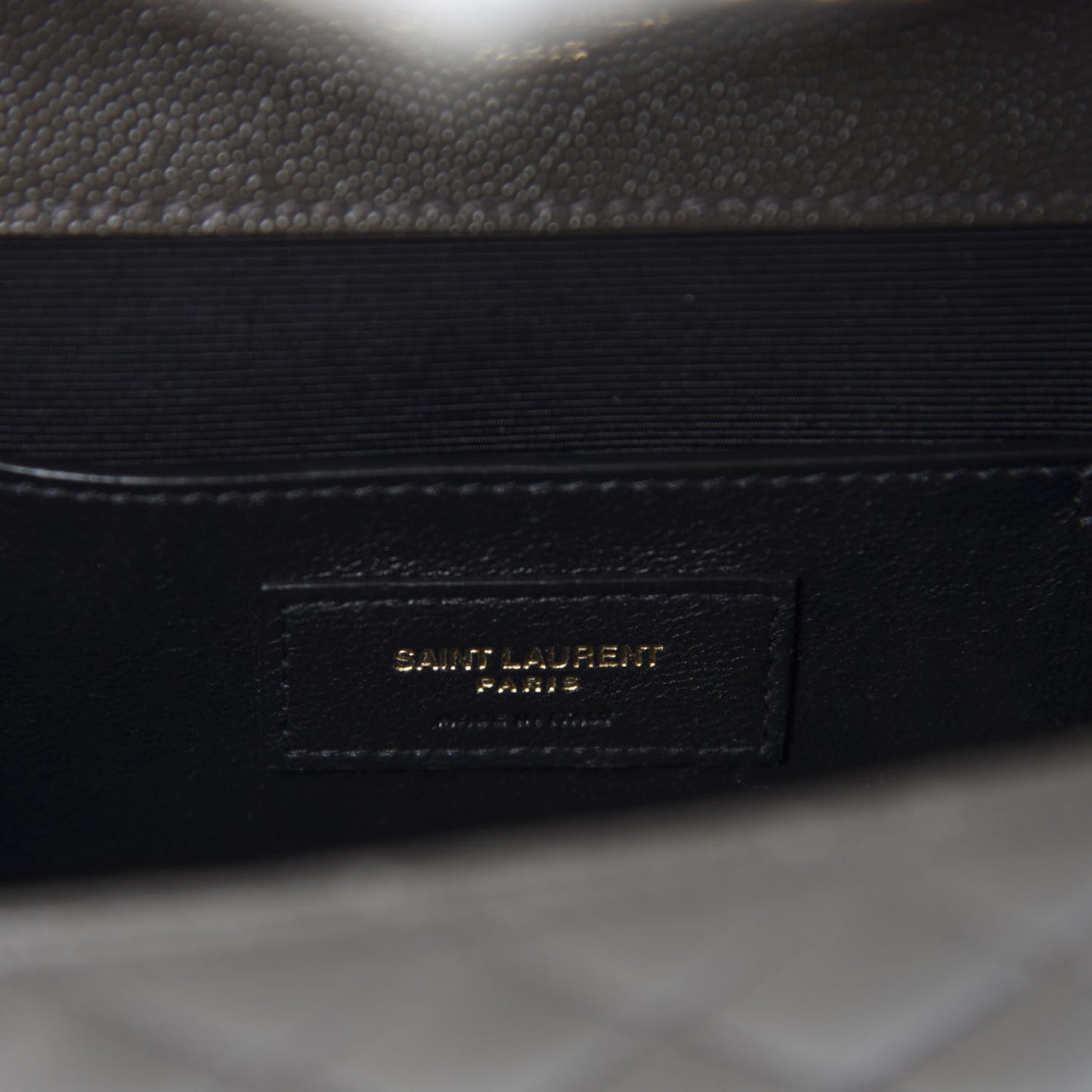 Grain De Poudre Textured Mixed Matelasse Triquilt Small Monogram Satchel Pebble