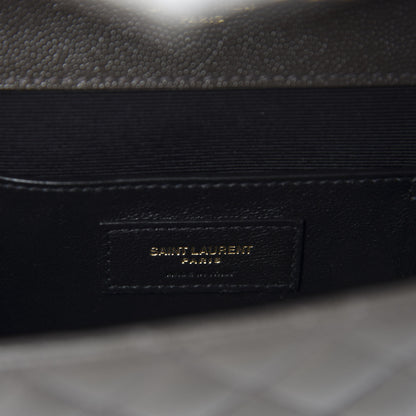 Saint Laurent Grain De Poudre Textured Mixed Matelasse Triquilt Small Monogram Satchel Pebble 8 of 10
