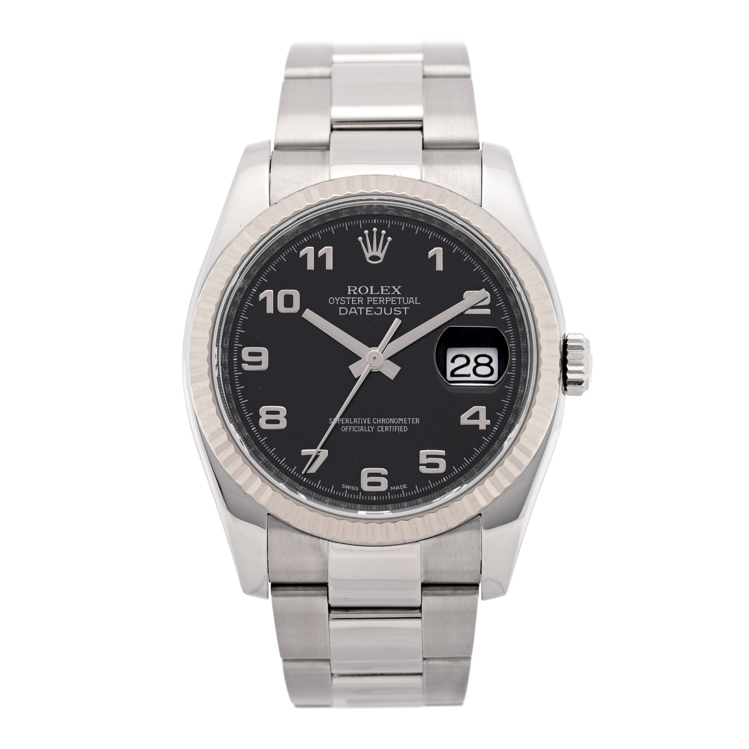 Rolex Stainless Steel 18K White Gold 36mm Oyster Perpetual Datejust Watch Black 116234 1 of 5
