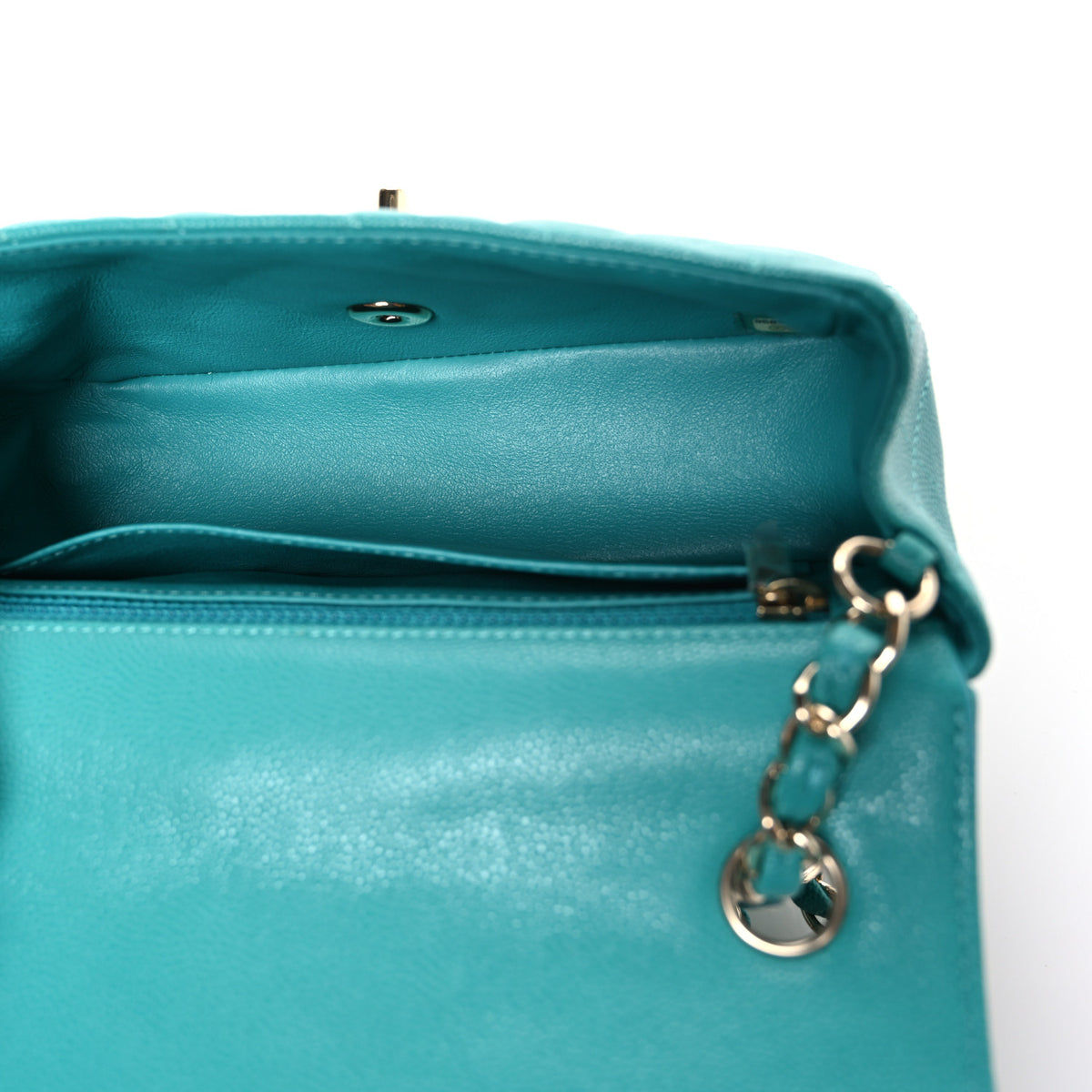 Caviar Quilted Mini Rectangular Flap Blue