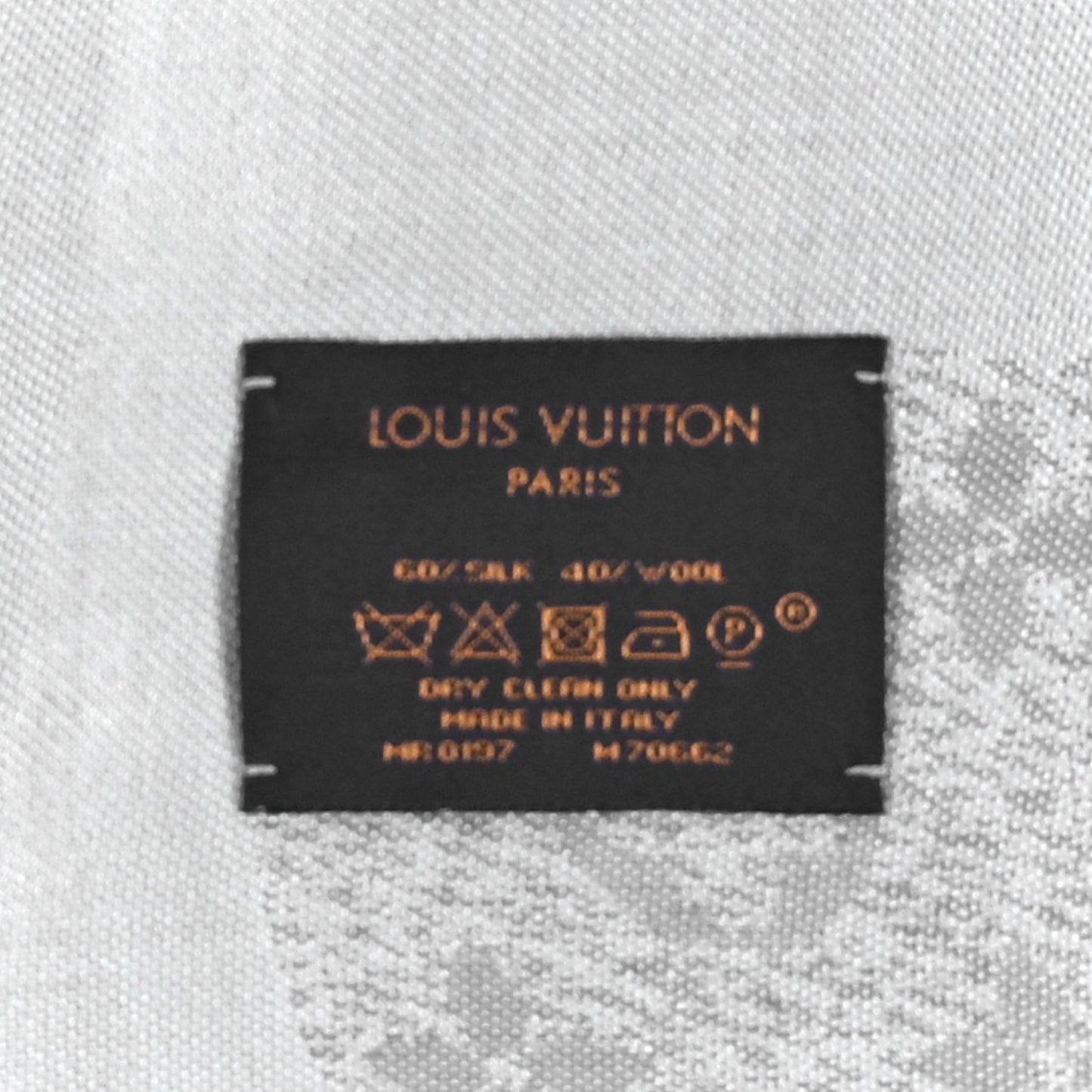 Silk Wool Monogram Infra Shawl Blue
