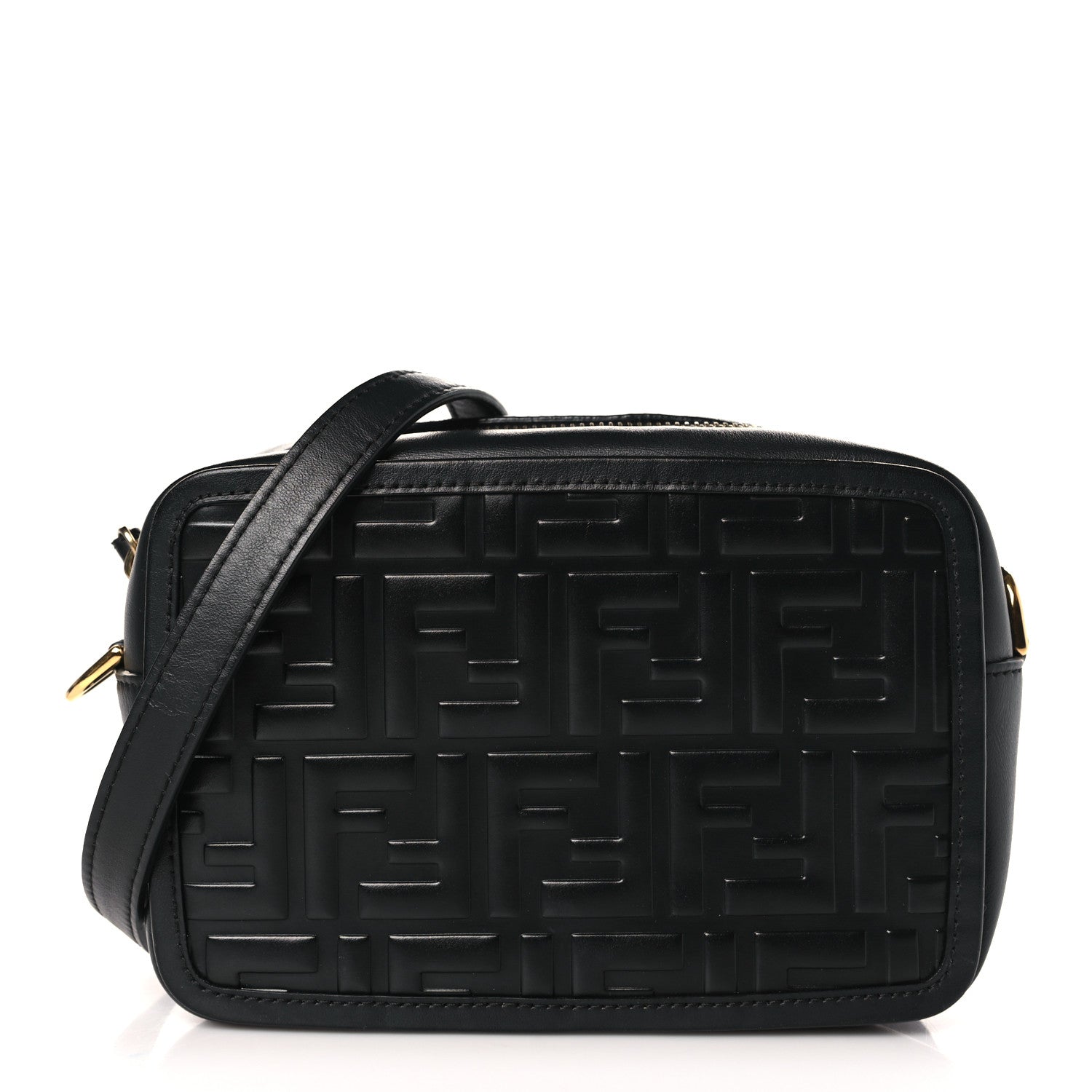 Fendi Vitello Century FF 1974 Embossed Mini Camera Case Black 1 of 9