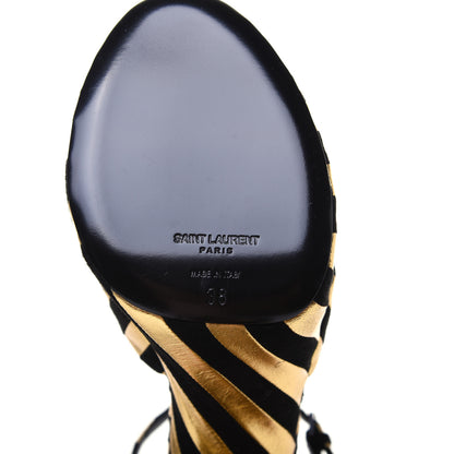 Saint Laurent Metallic Suede Bianca 125 Platform Sandals 38 Black Gold 7 of 11
