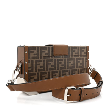 Fendi Shiny Glazed Fabric Vachetta FF 1974 Medium Baguette Trunk Mogano Panna Cuoio 3 of 9