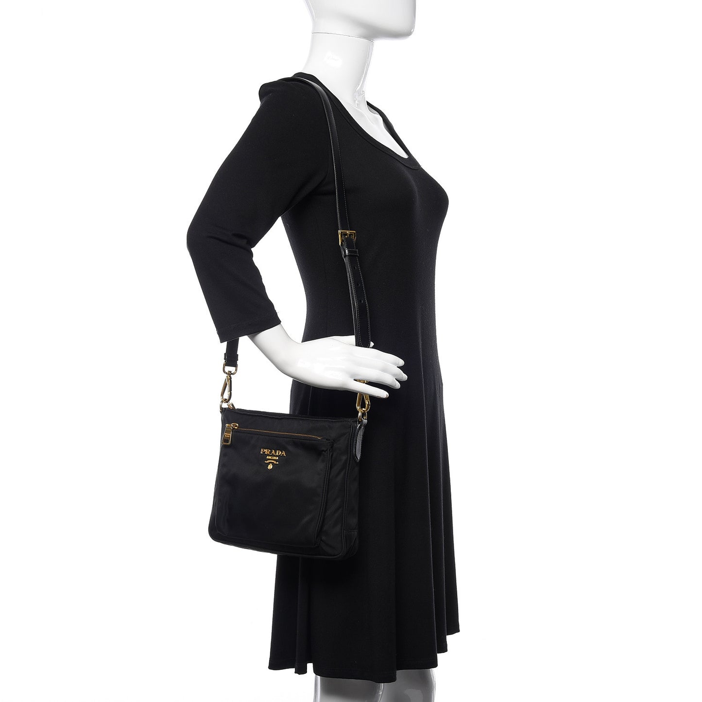 Tessuto Nylon Saffiano Crossbody Bag Black
