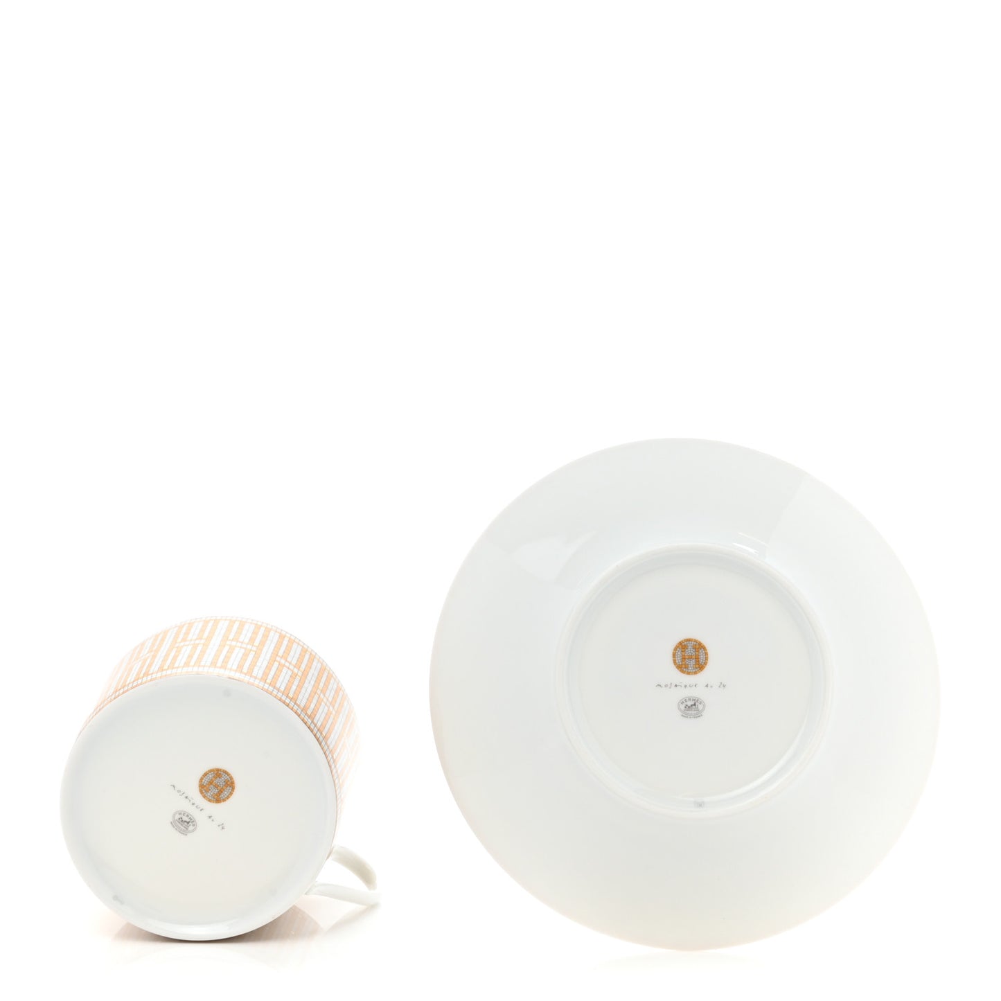 Porcelain Mosaique Au 24 Gold Breakfast Cup and Saucer