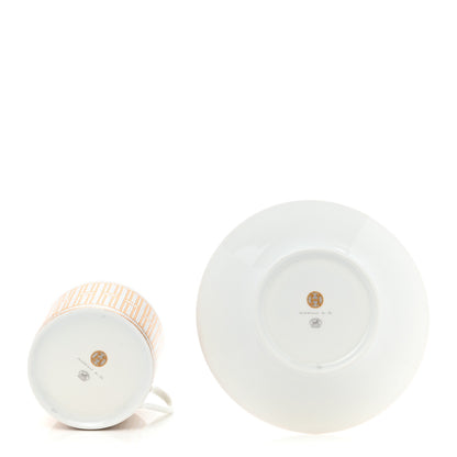 Hermes Porcelain Mosaique Au 24 Gold Breakfast Cup and Saucer 4 of 9