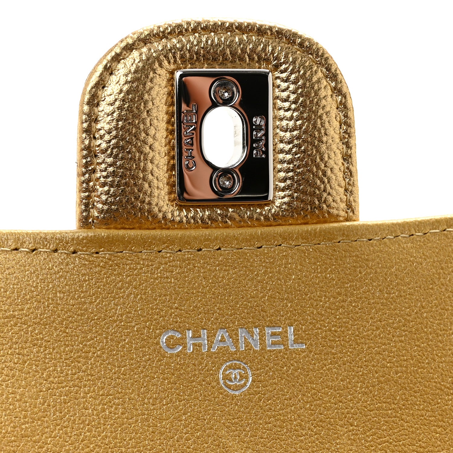 Chanel Metallic Caviar Quilted Top Handle Long Clutch With Chain Gold 6 of 12