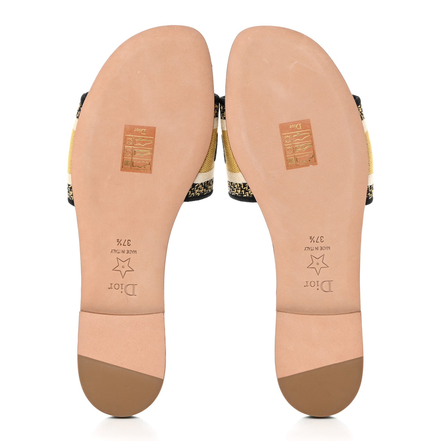Canvas Embroidered Dior In Lights Dway Flat Slide Sandals 37.5 Turquoise