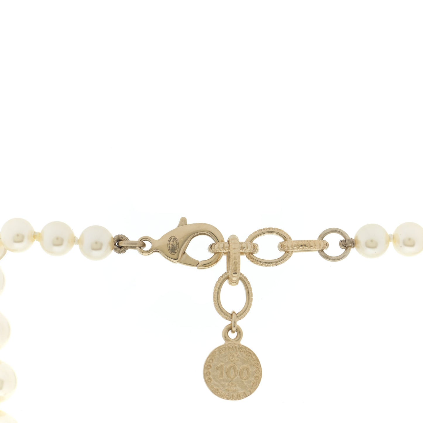 Pearl CC 100th Anniversary Necklace Light Gold