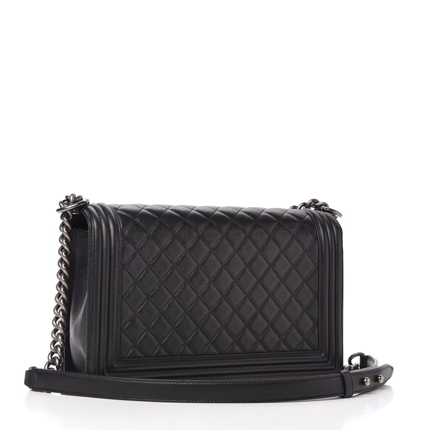 Metallic Calfskin Quilted New Medium Boy Flap Black