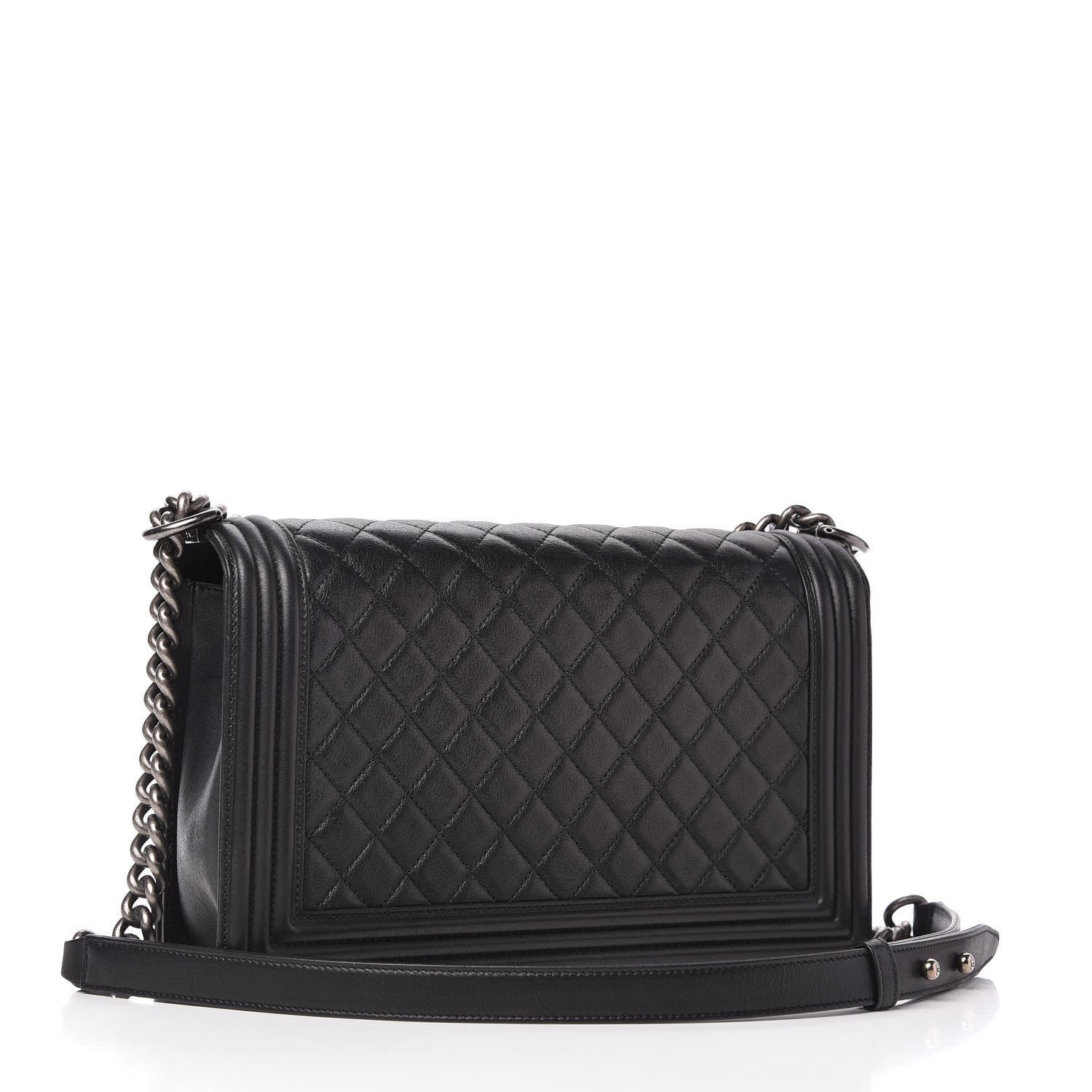 Chanel Metallic Calfskin Quilted New Medium Boy Flap Black 3 of 11