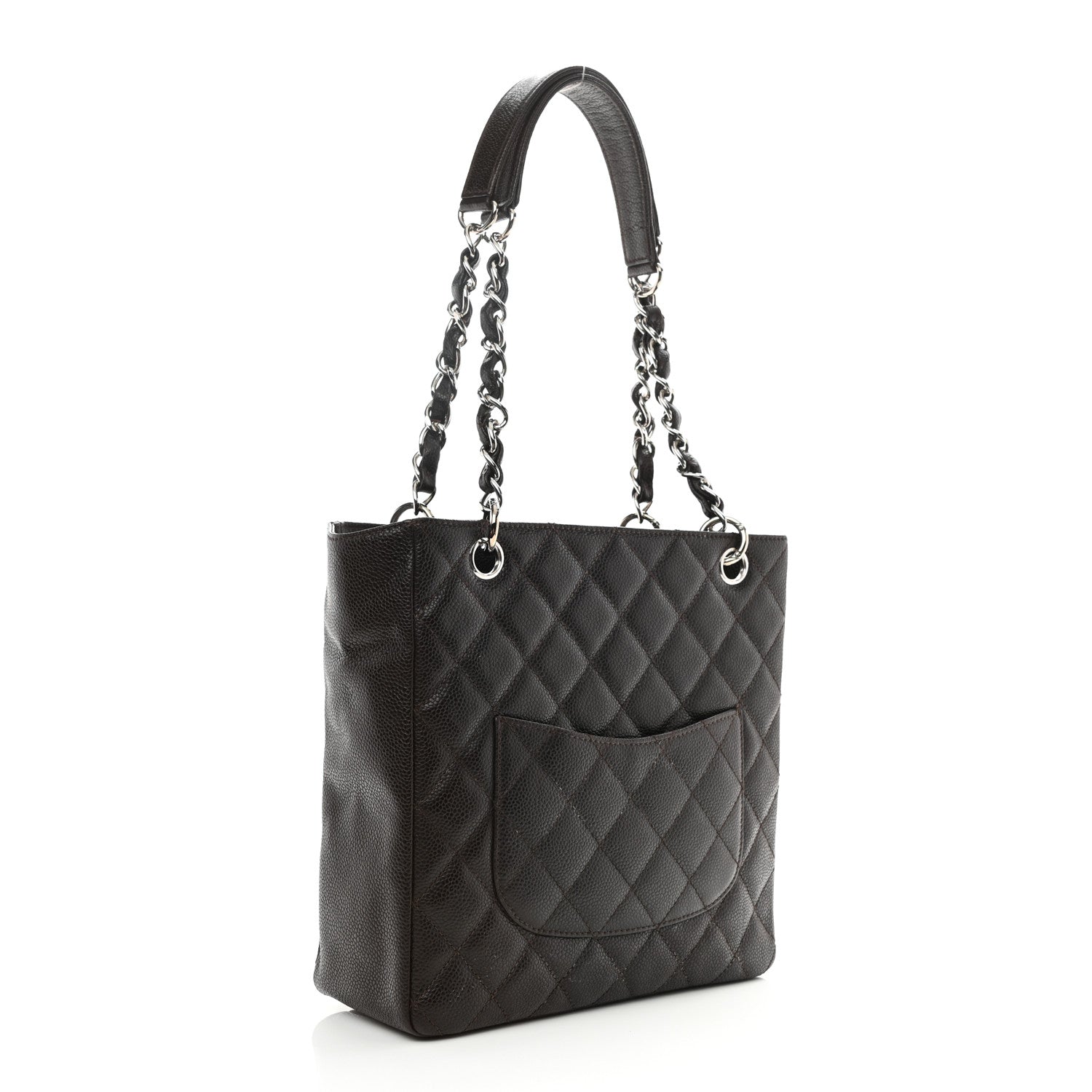 Chanel Caviar Quilted Petit Shopping Tote PST Dark Brown 3 of 11