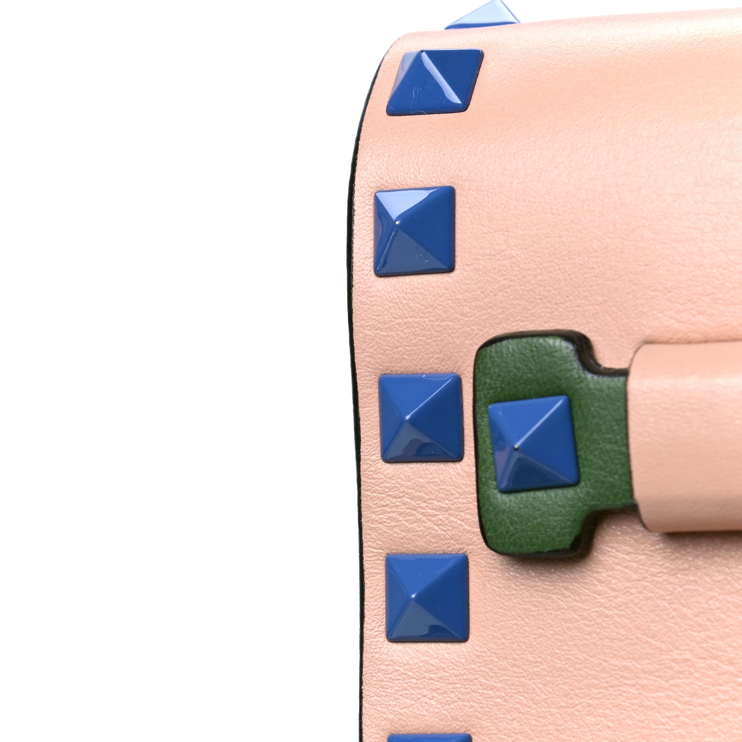 Valentino Garavani Nappa Colorblock Small Rockstud Wristlet Clutch Skin Sorbet Indaco Green Deep Fuxia 5 of 6