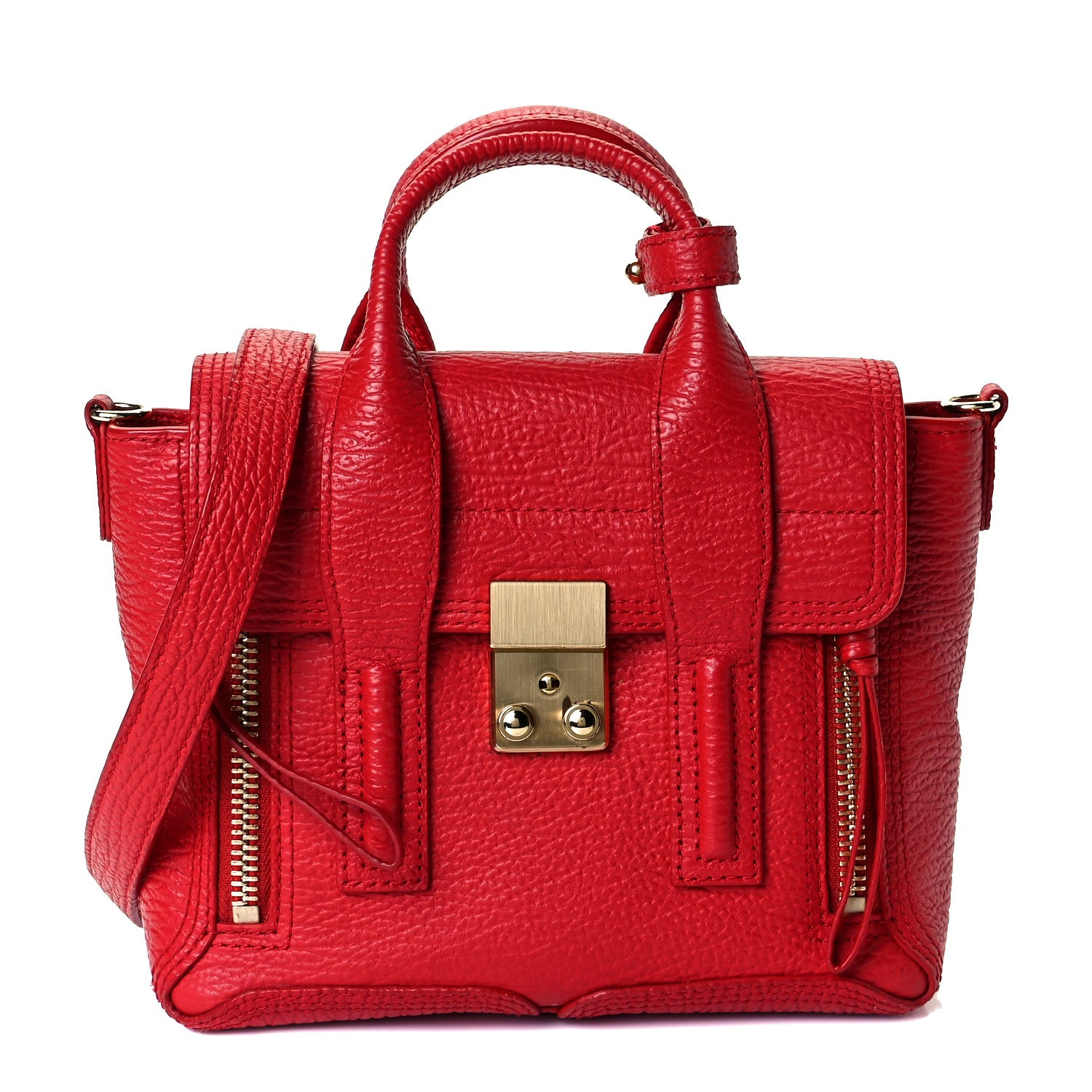 3.1 Phillip Lim Textured Calfskin Mini Pashli Satchel Red 1 of 9