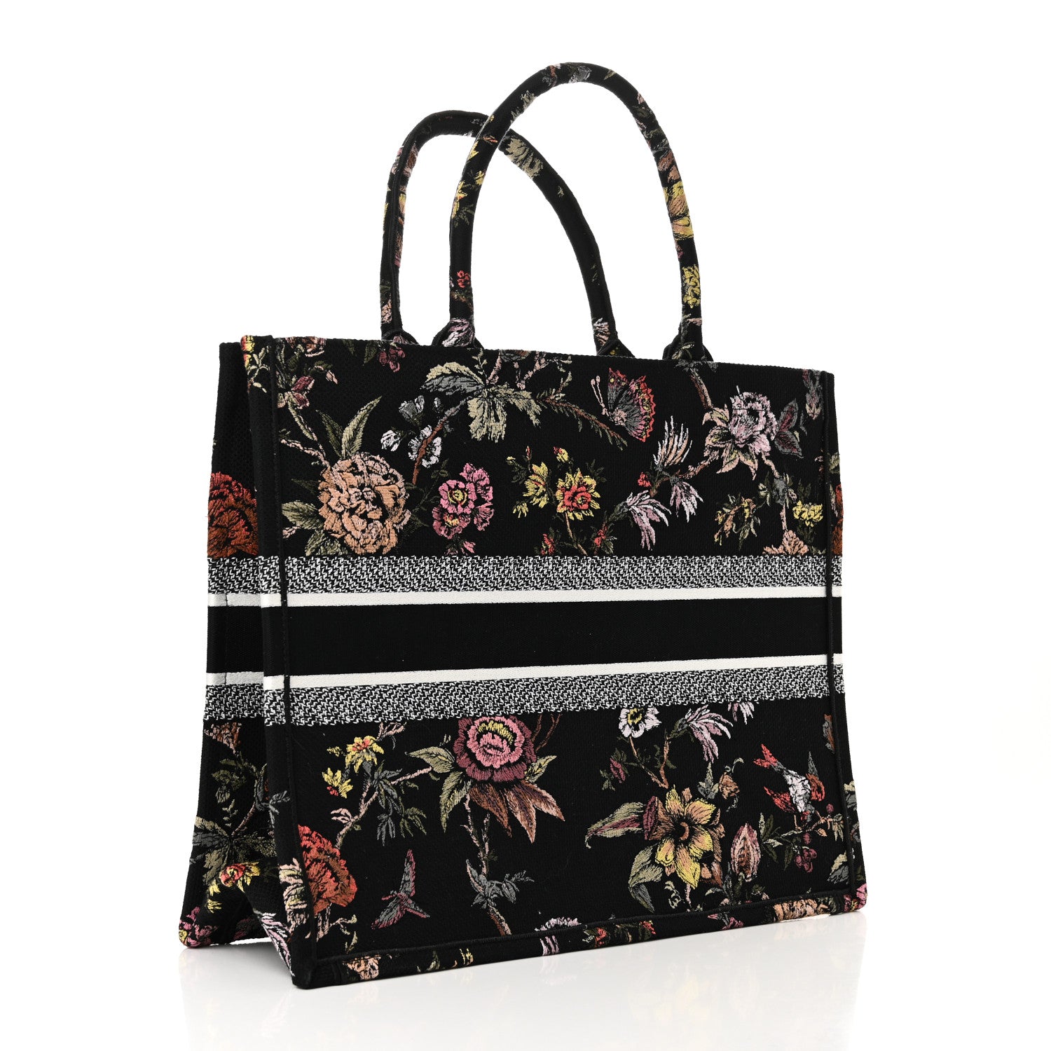 Christian Dior Canvas Jardin Botanique Embroidered Large Book Tote Black Multicolor 3 of 10