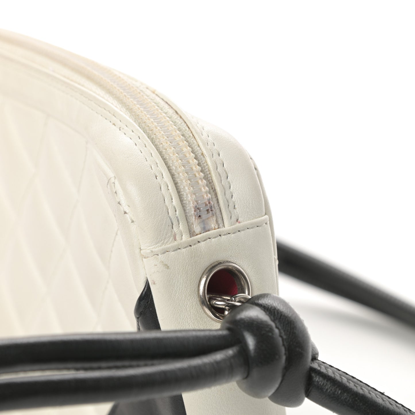 Calfskin Quilted Cambon Pochette White Black