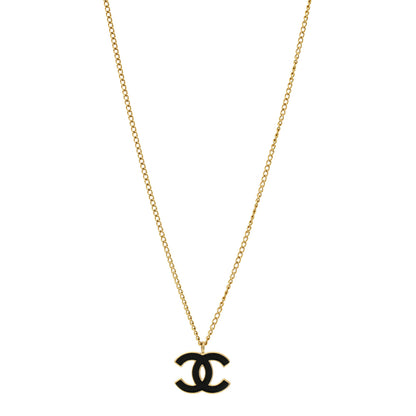 Chanel Metal Enamel CC Chain Necklace Gold Black 1 of 7