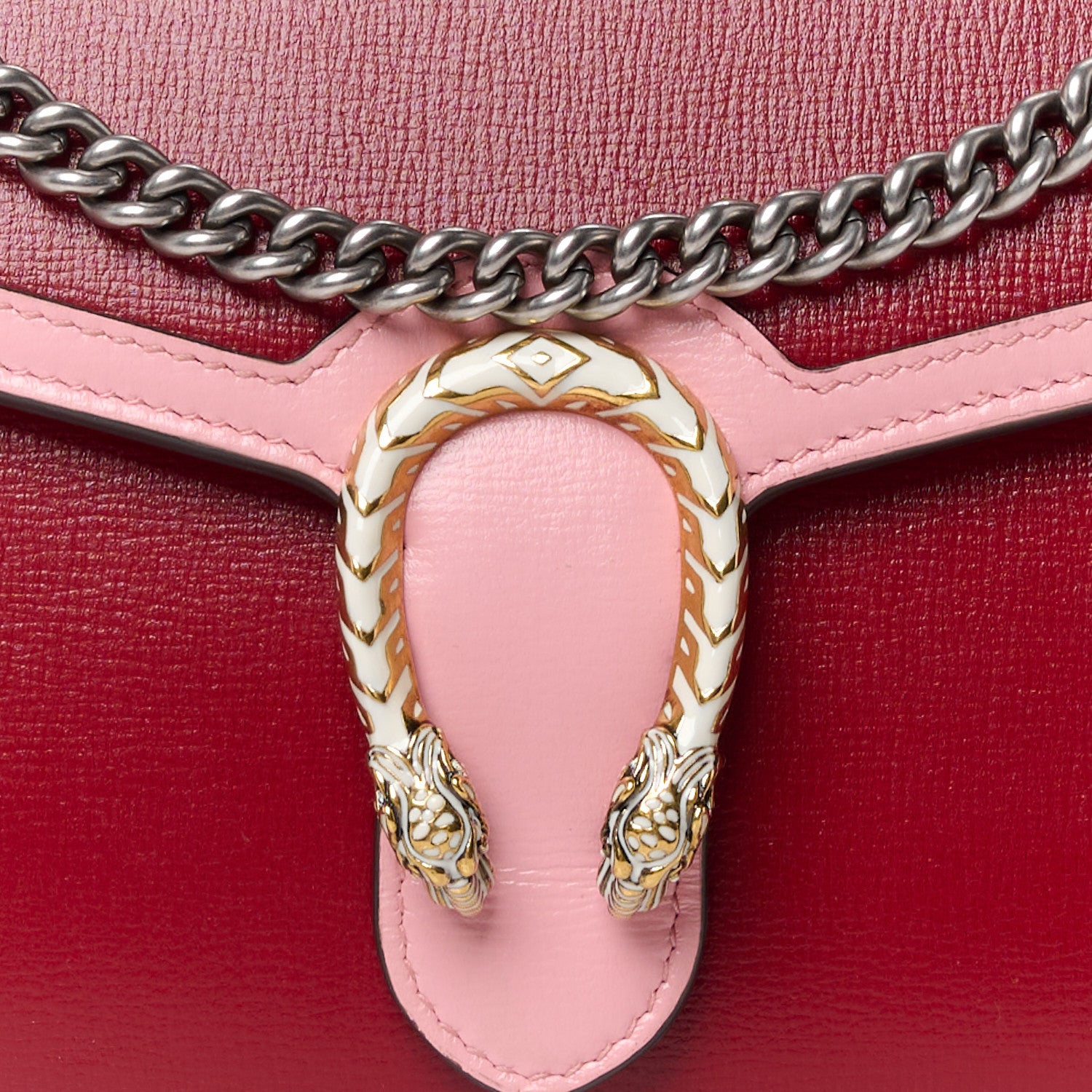 Gucci Azalea Calfskin Enamel Mini Dionysus Chain Wallet New Cherry Red Wild Rose Off White 9 of 12