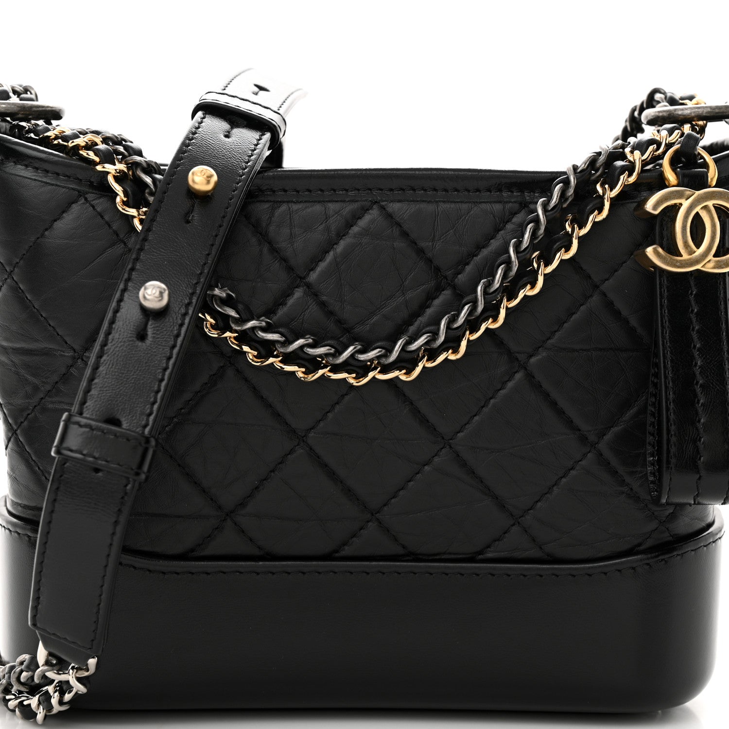 Chanel Aged Calfskin Quilted Small Gabrielle Hobo Black 8 of 11