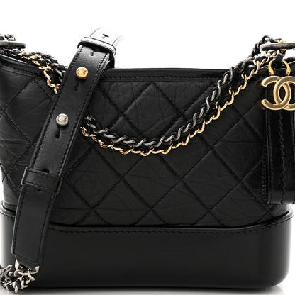 Chanel Aged Calfskin Quilted Small Gabrielle Hobo Black 8 of 11