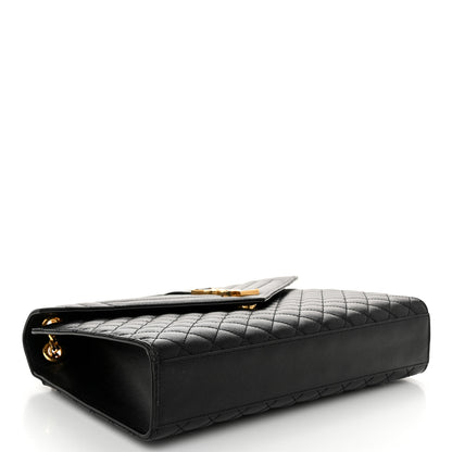Saint Laurent Grain De Poudre Textured Mixed Matelasse Large Triquilt Monogram Satchel Black 4 of 10