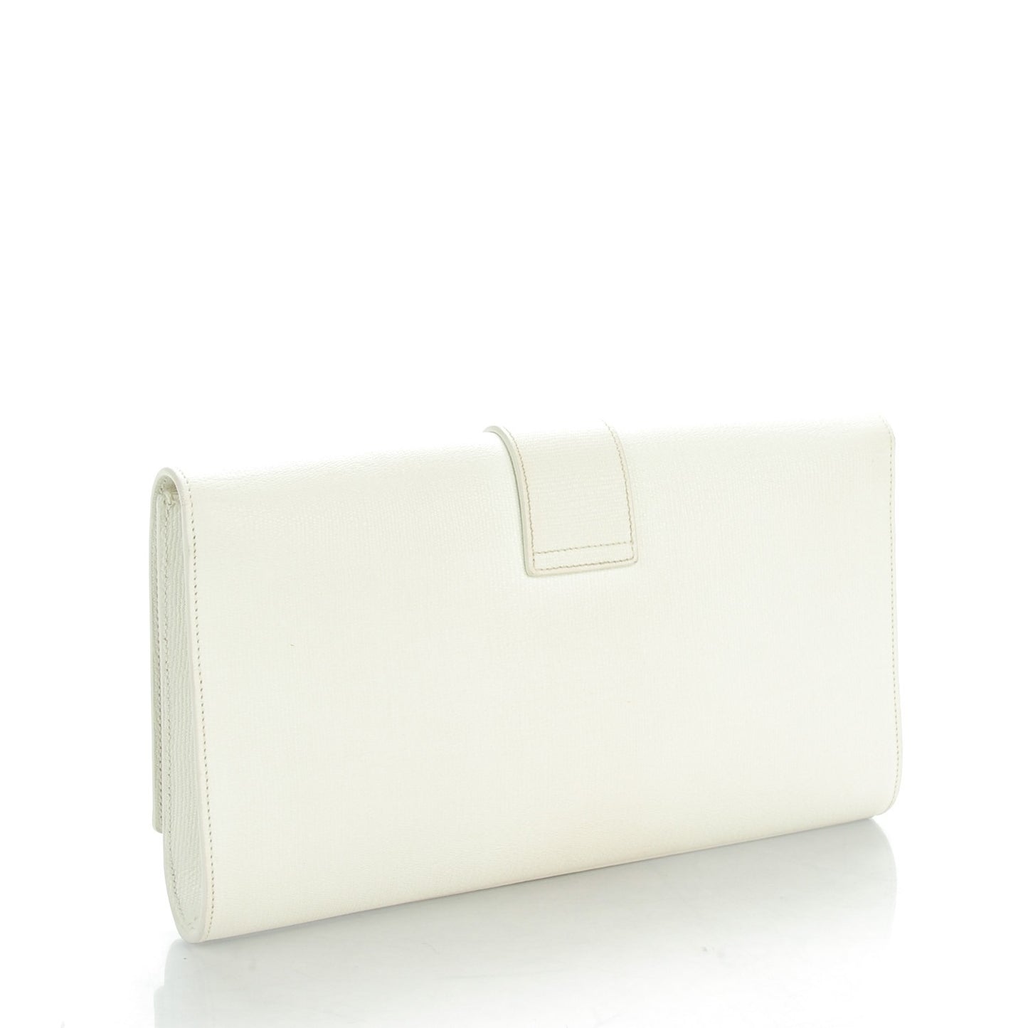 Textured Calfskin Classic Y Ligne Clutch White