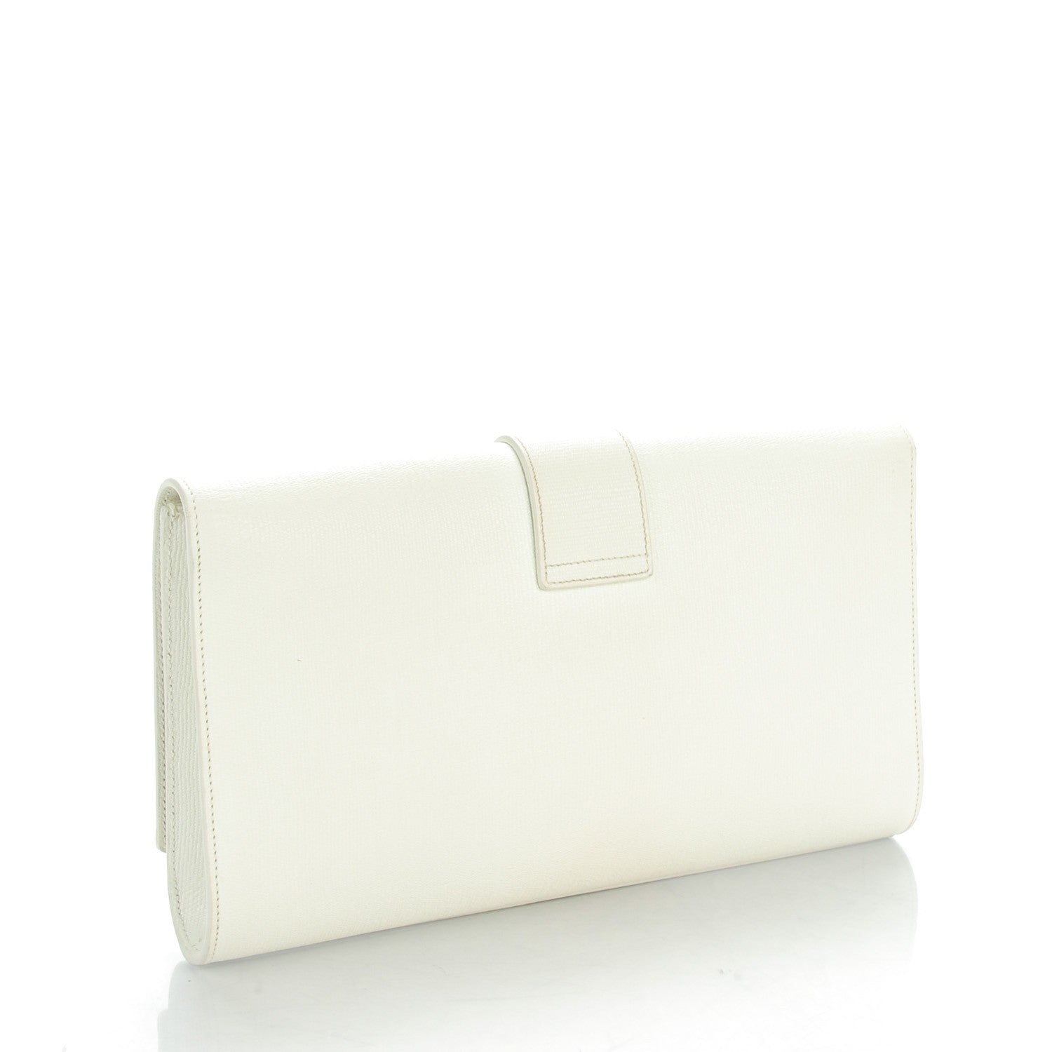 Saint Laurent Textured Calfskin Classic Y Ligne Clutch White 3 of 7