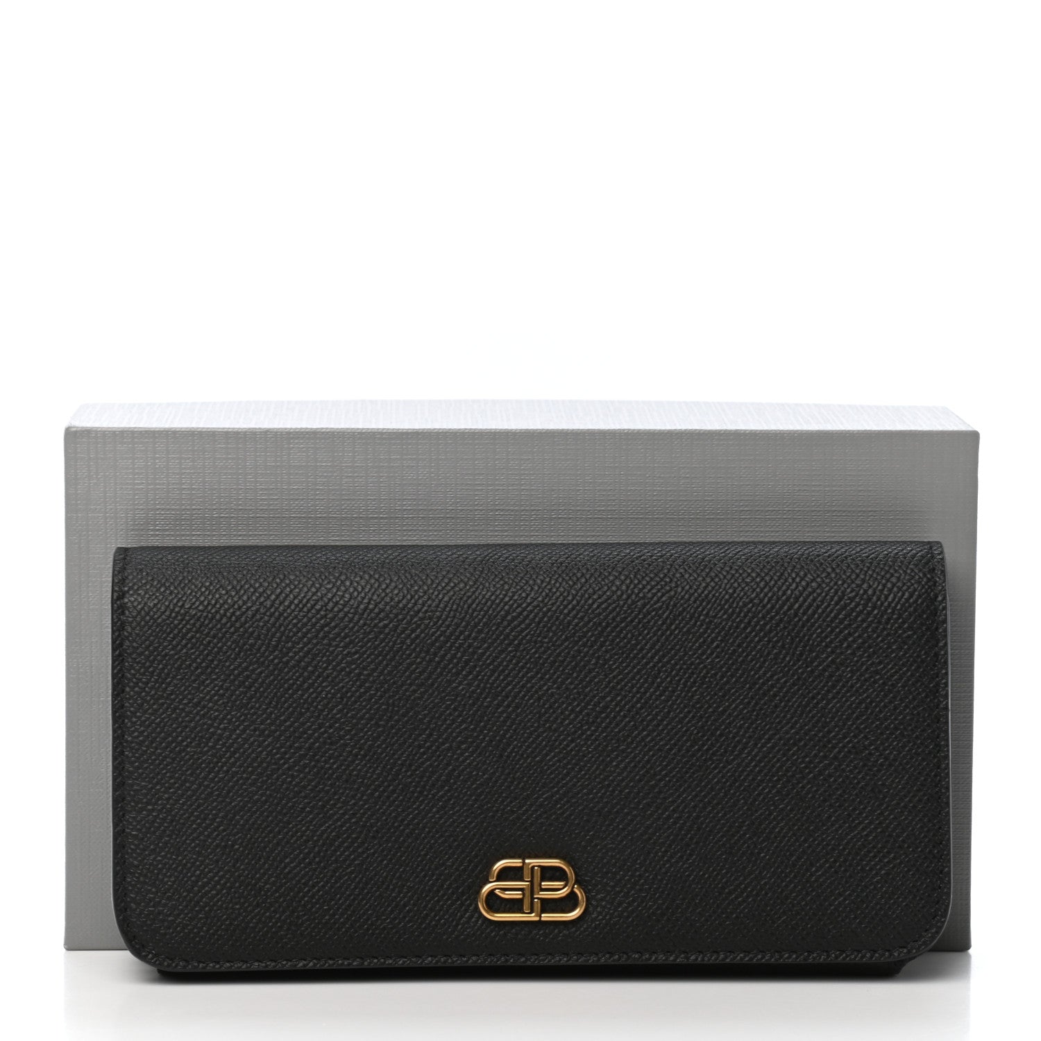 Balenciaga Grained Calfskin BB Thin Money Wallet Black 7 of 7