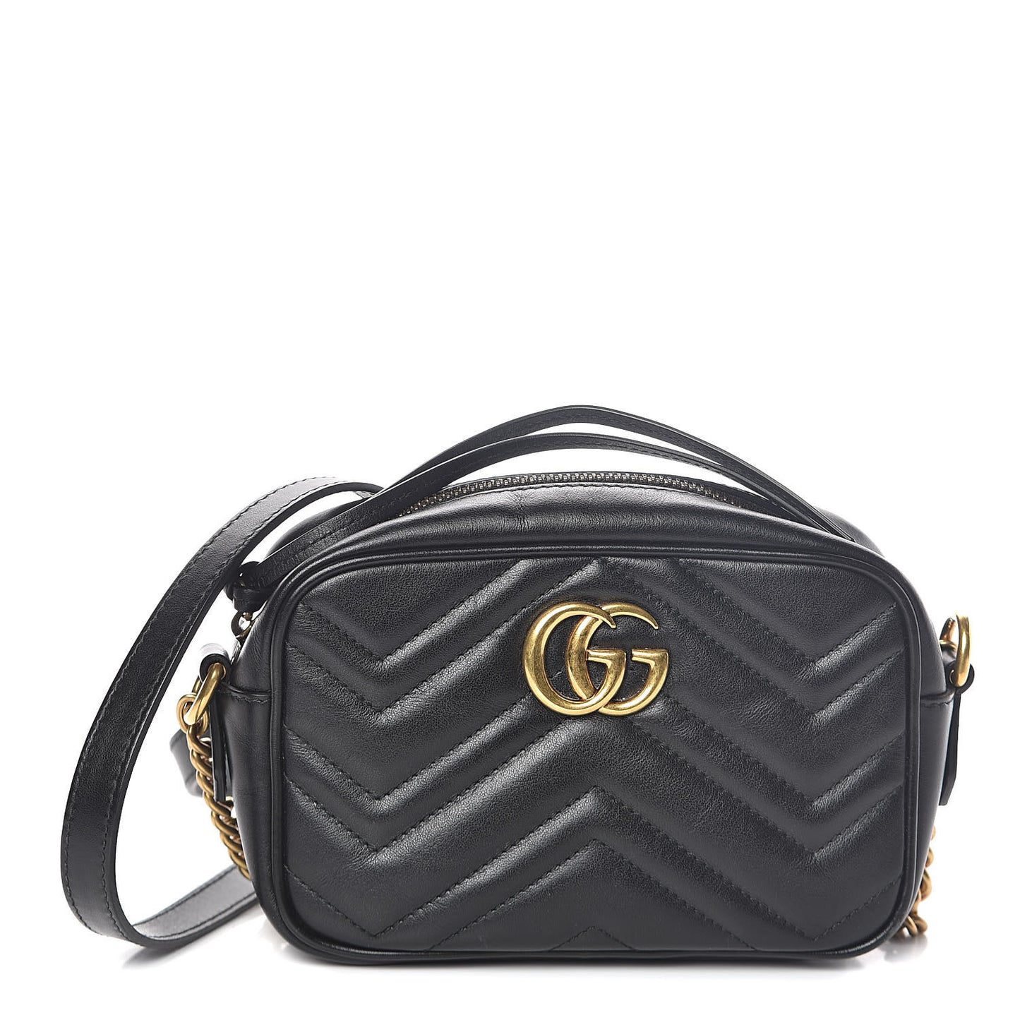 Calfskin Matelasse Mini GG Marmont Chain Shoulder Bag Black