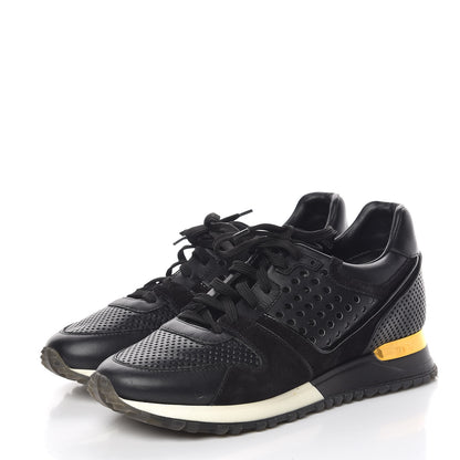 Louis Vuitton Nubuck Calfskin Perforated Run Away Sneakers 37.5 Black 3 of 11