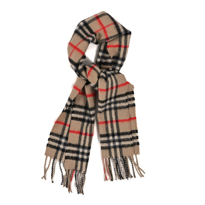 Burberry Cashmere House Check Fringe Scarf Camel 1 of 3