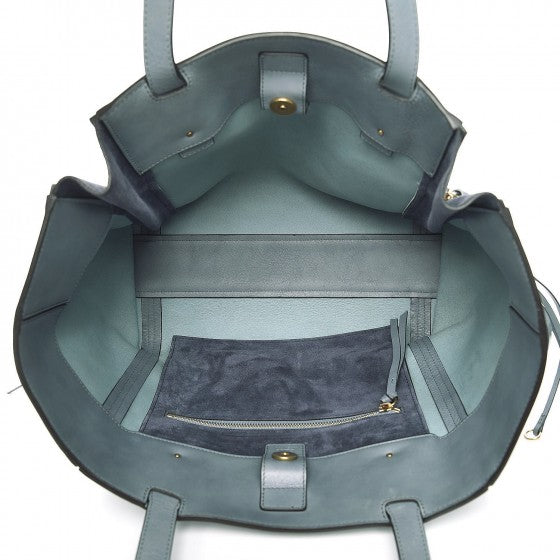 Smooth Calfskin Medium Milo Shopping Tote Cloudy Blue