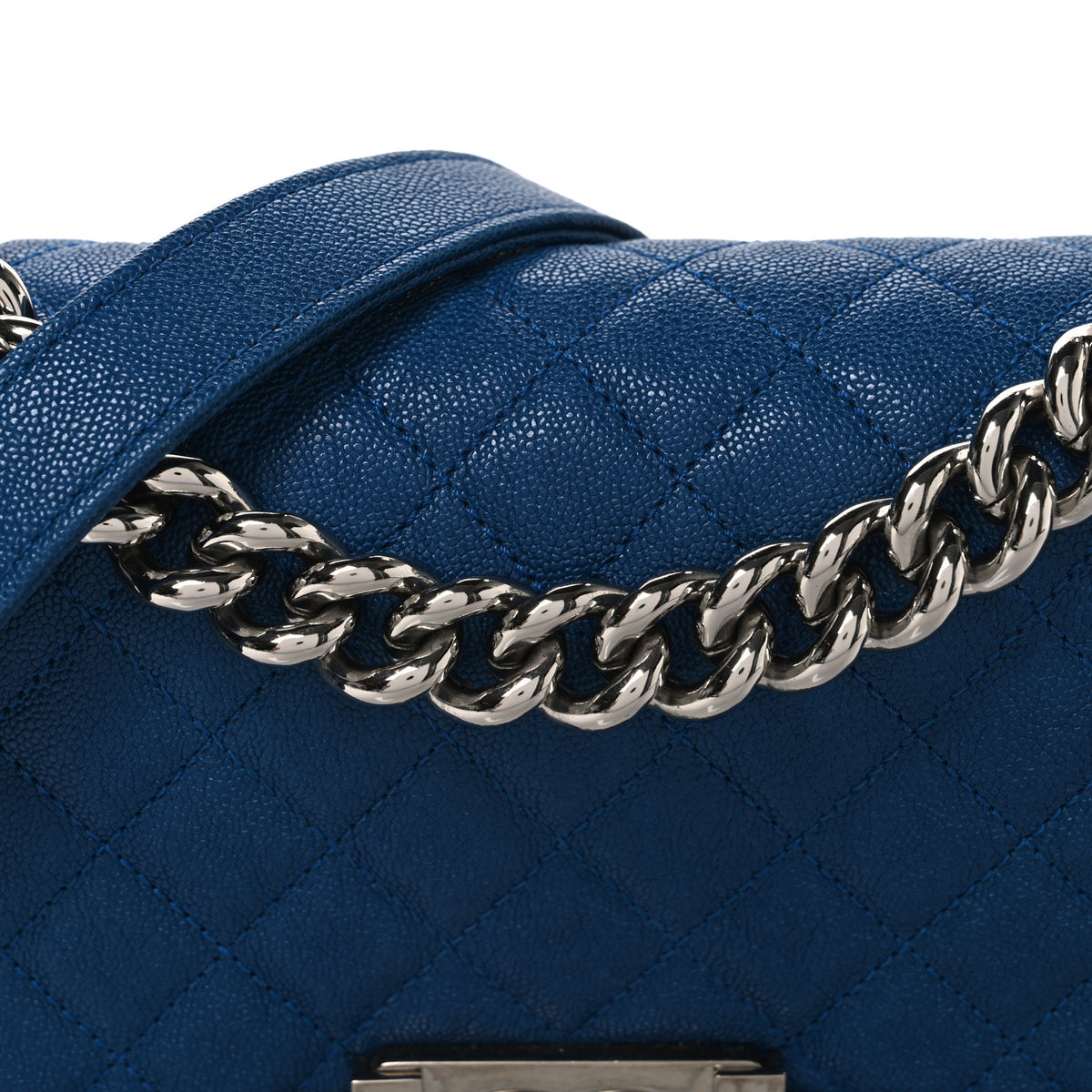 Caviar Quilted Small Boy Flap Blue