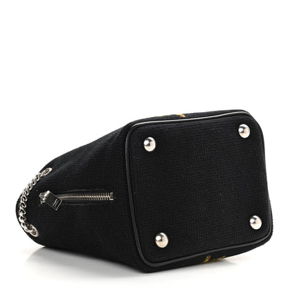 Saint Laurent Woven Wool Embroidered Baby Emmanuelle Bucket Bag Black 3 of 9