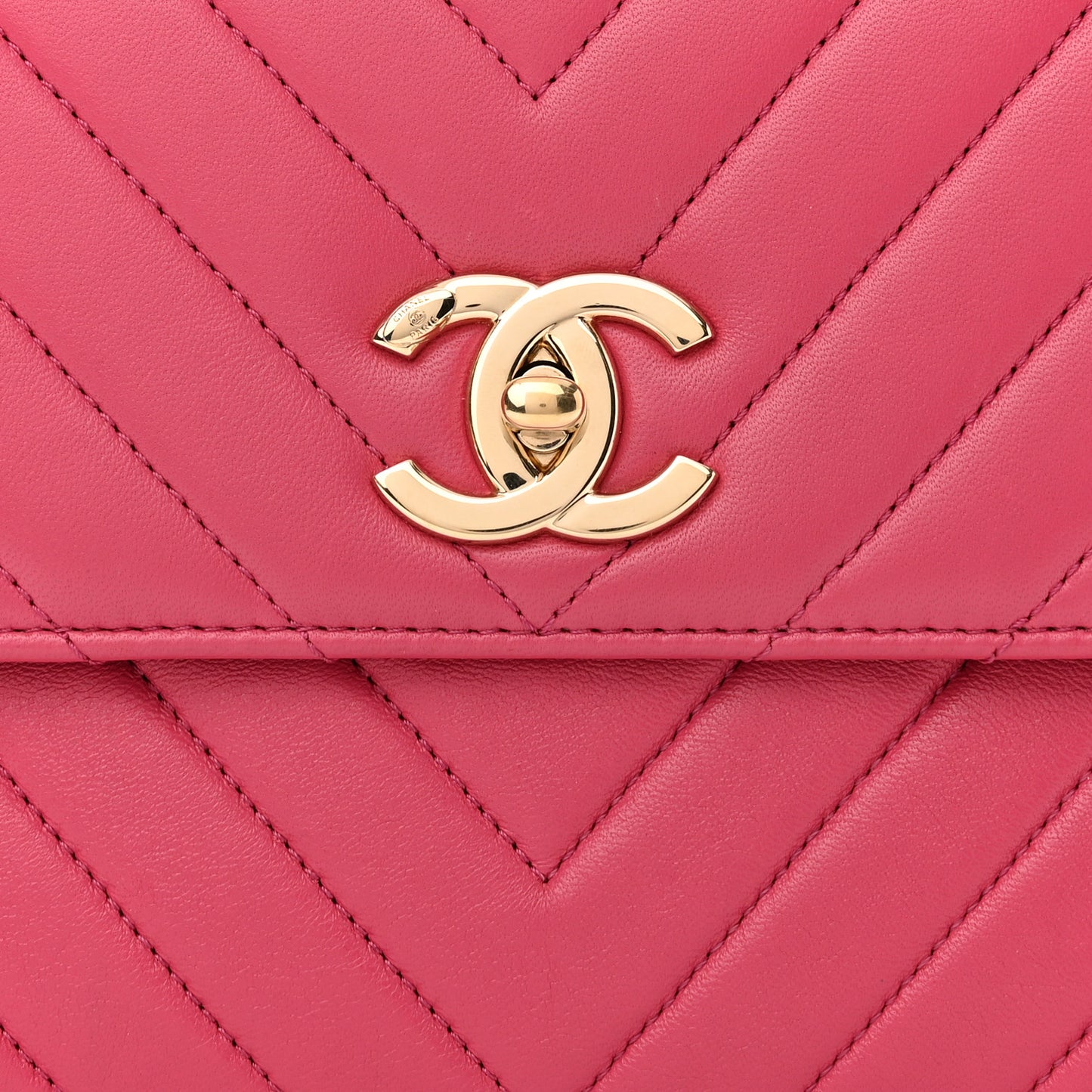 Lambskin Chevron Quilted Small Trendy CC Dual Handle Flap Bag Pink