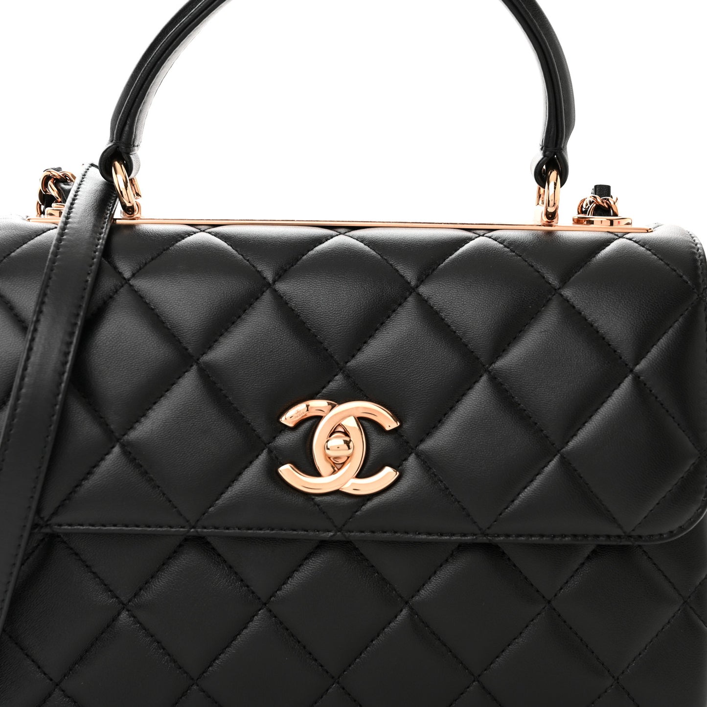 Lambskin Quilted Small Trendy CC Dual Handle Flap Bag Black