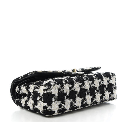Chanel Tweed Quilted Medium Double Flap Black Ecru White 4 of 11
