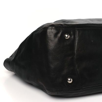 Prada Soft Calf Pleated Hobo Black 9 of 12