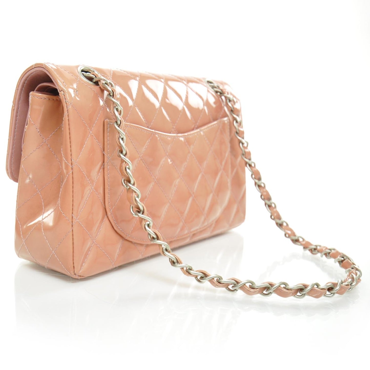 Patent Quilted Small Double Flap Pink SHW
